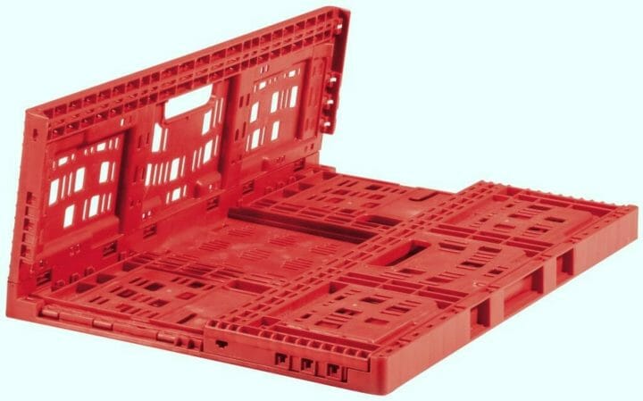 Folding Vented Plastic Crate C2GP6421FV Plastic2go   Folding Vented Plastic Crate C2gp6421fv Folded 720x449 